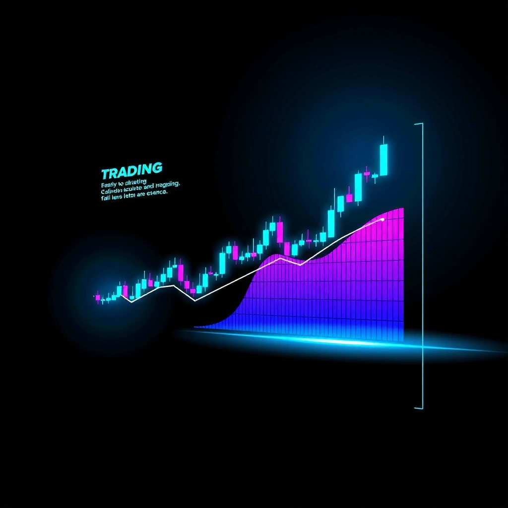 Futuristic trading interface with neon cyan graphs